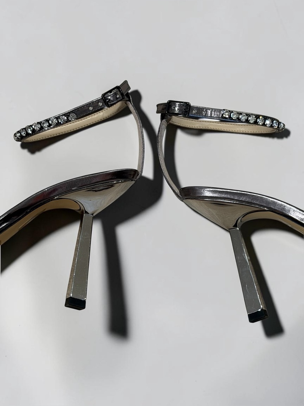 Marc Fisher Metallic Pewter Gem-Embellished Ankle-Strap Sandal - Picture 12 of 15